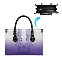 Philippines Barong Style Leather Bag with Polynesian Art and Leaf Motif Purple Color