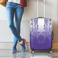Philippines Barong Style Luggage Cover with Polynesian Art and Leaf Motif Purple Color