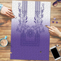 Philippines Barong Style Puzzle with Polynesian Art and Leaf Motif Purple Color