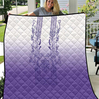 Philippines Barong Style Quilt with Polynesian Art and Leaf Motif Purple Color