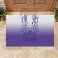 Philippines Barong Style Rubber Doormat with Polynesian Art and Leaf Motif Purple Color