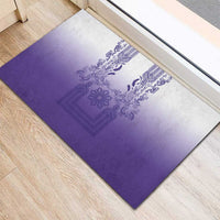 Philippines Barong Style Rubber Doormat with Polynesian Art and Leaf Motif Purple Color