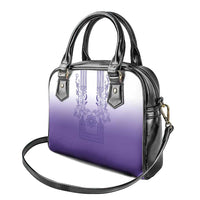 Philippines Barong Style Shoulder Handbag with Polynesian Art and Leaf Motif Purple Color