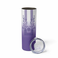 Philippines Barong Style Skinny Tumbler with Polynesian Art and Leaf Motif Purple Color