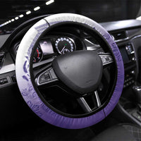 Philippines Barong Style Steering Wheel Cover with Polynesian Art and Leaf Motif Purple Color