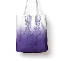 Philippines Barong Style Tote Bag with Polynesian Art and Leaf Motif Purple Color