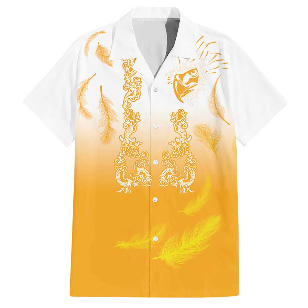Philippines National Costume Style Hawaiian Shirt Barong Tagalog and Eagle Feather Yellow Color