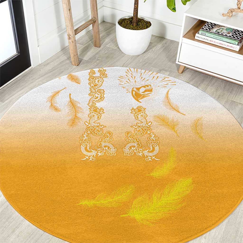 Philippines National Costume Style Round Carpet Barong Tagalog and Eagle Feather Yellow Color