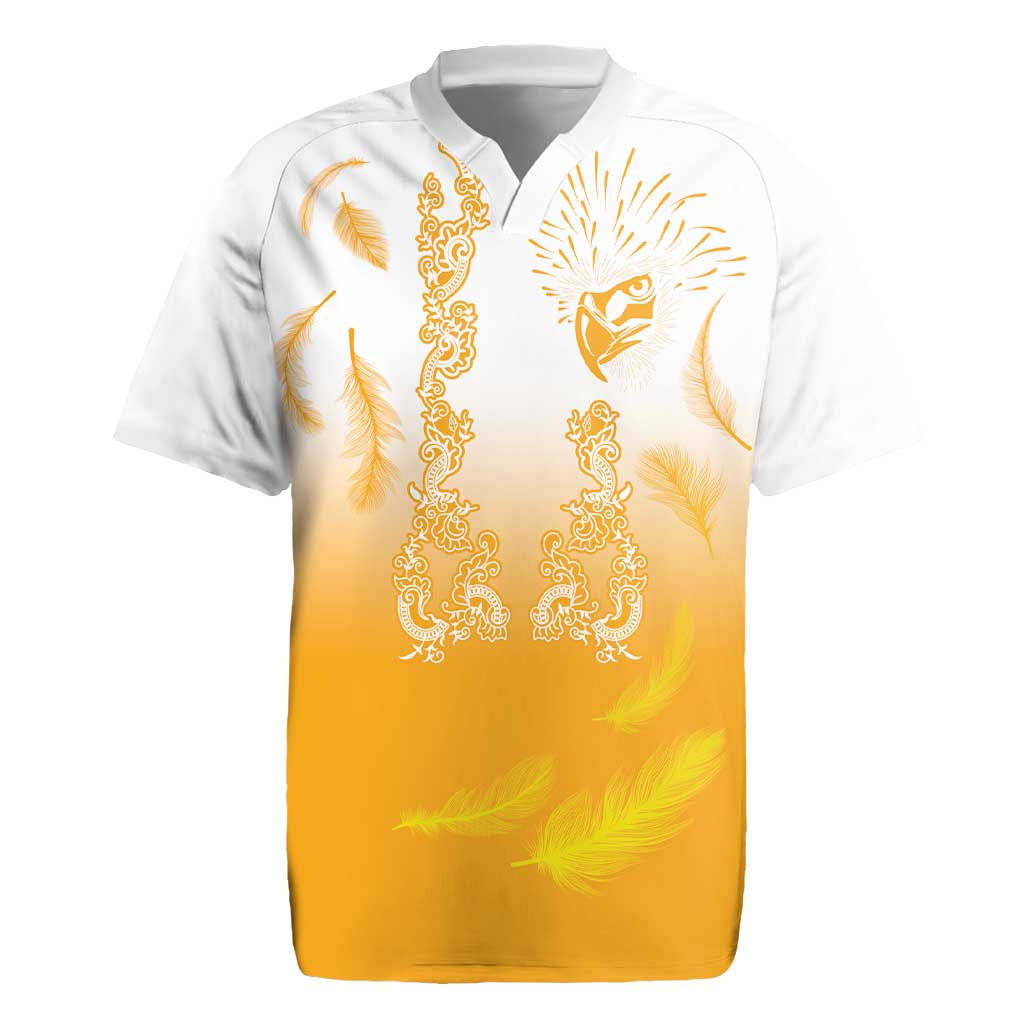 Philippines National Costume Style Rugby Jersey Barong Tagalog and Eagle Feather Yellow Color