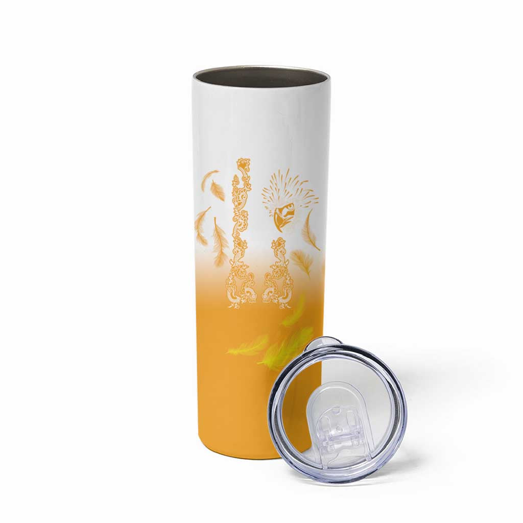 Philippines National Costume Style Skinny Tumbler Barong Tagalog and Eagle Feather Yellow Color