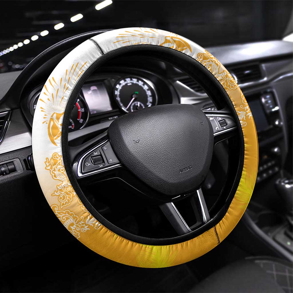Philippines National Costume Style Steering Wheel Cover Barong Tagalog and Eagle Feather Yellow Color