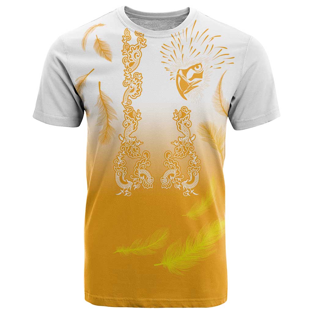 Philippines National Costume Style T Shirt Barong Tagalog and Eagle Feather Yellow Color