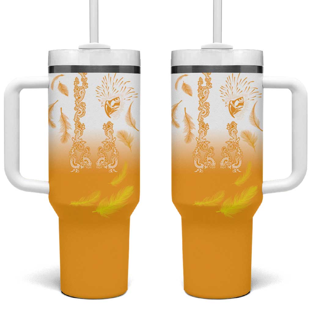 Philippines National Costume Style Tumbler With Handle Barong Tagalog and Eagle Feather Yellow Color