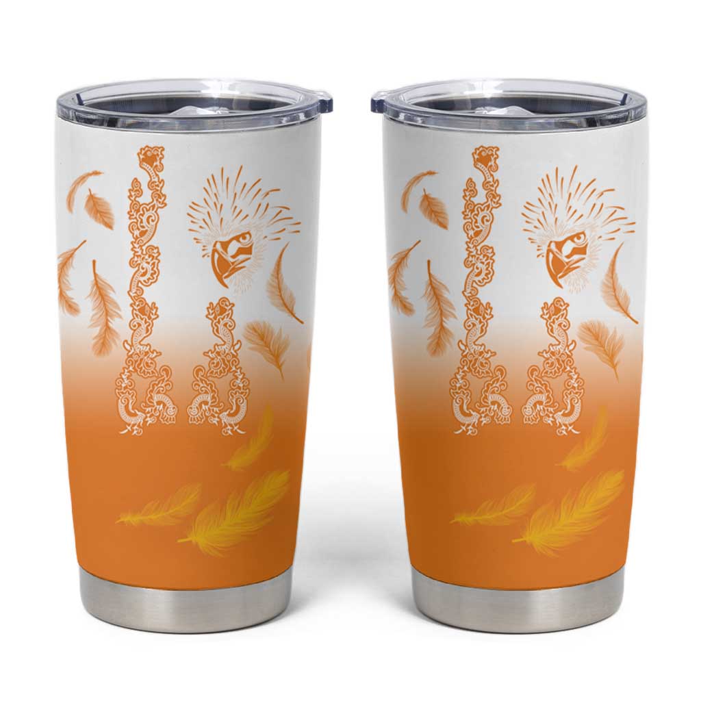 Philippines National Costume Style Tumbler Cup Barong Tagalog and Eagle Feather Orange Color