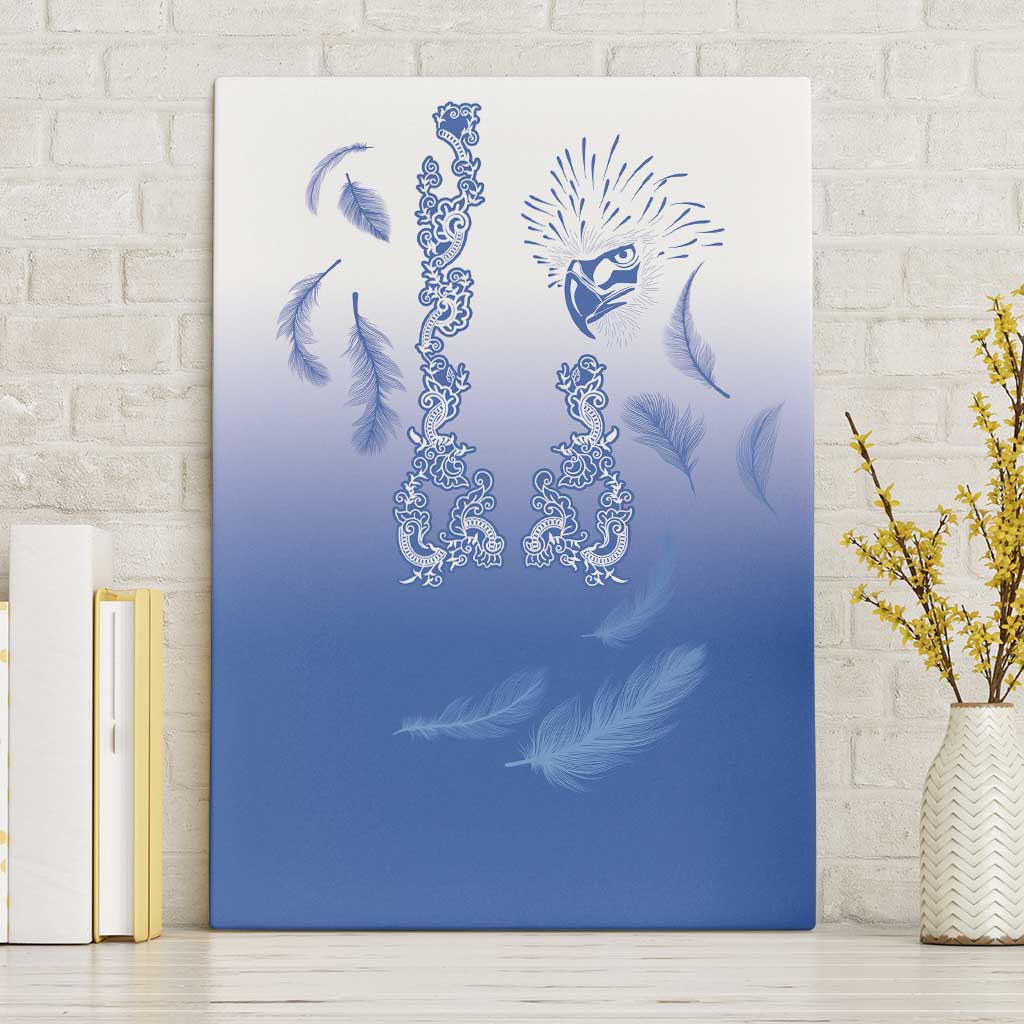 Philippines National Costume Style Canvas Wall Art Barong Tagalog and Eagle Feather Blue Color