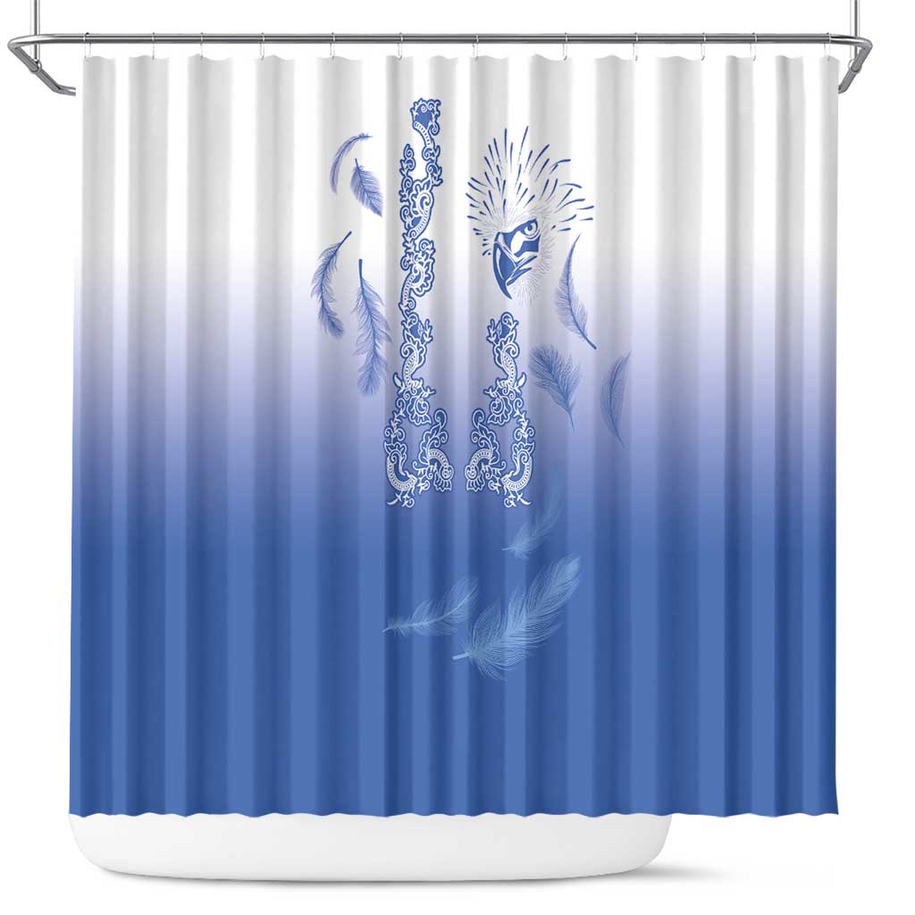 Philippines National Costume Style Shower Curtain Barong Tagalog and Eagle Feather Blue Color