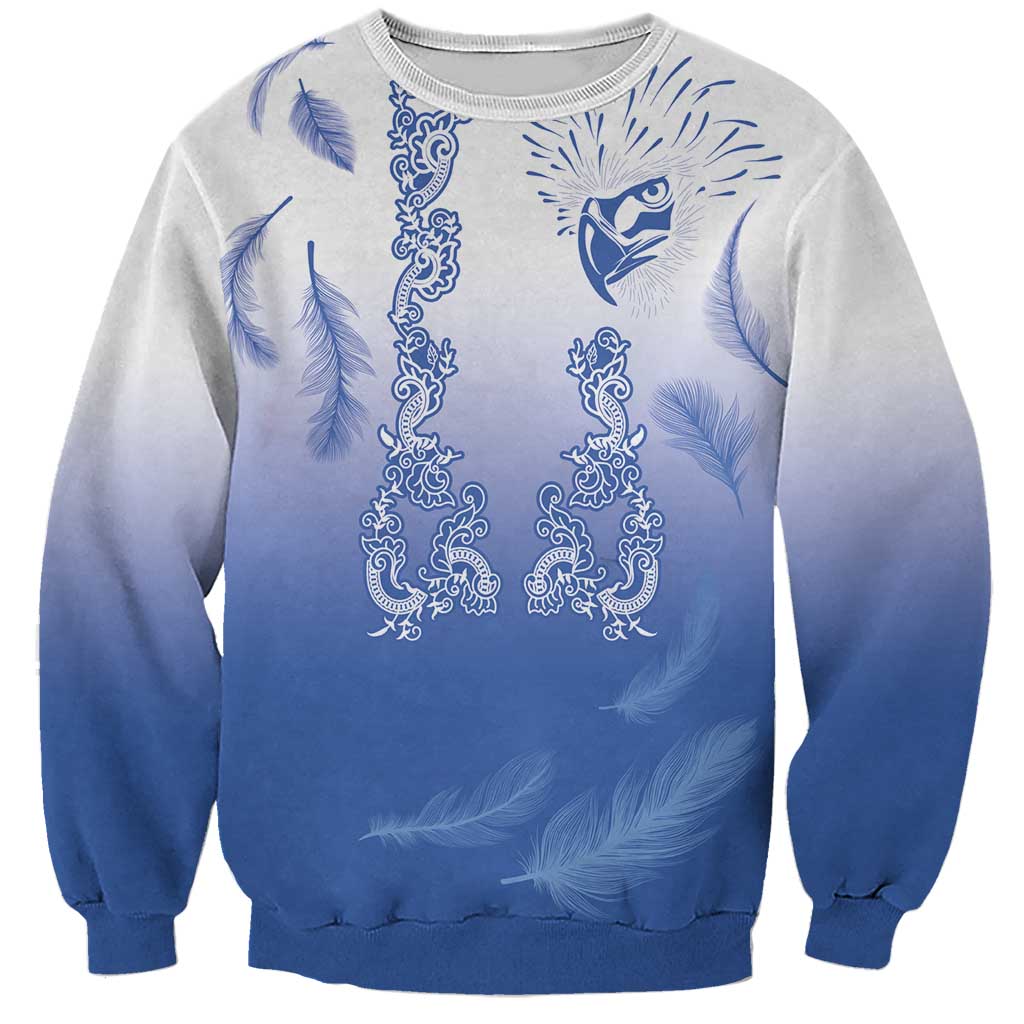 Philippines National Costume Style Sweatshirt Barong Tagalog and Eagle Feather Blue Color