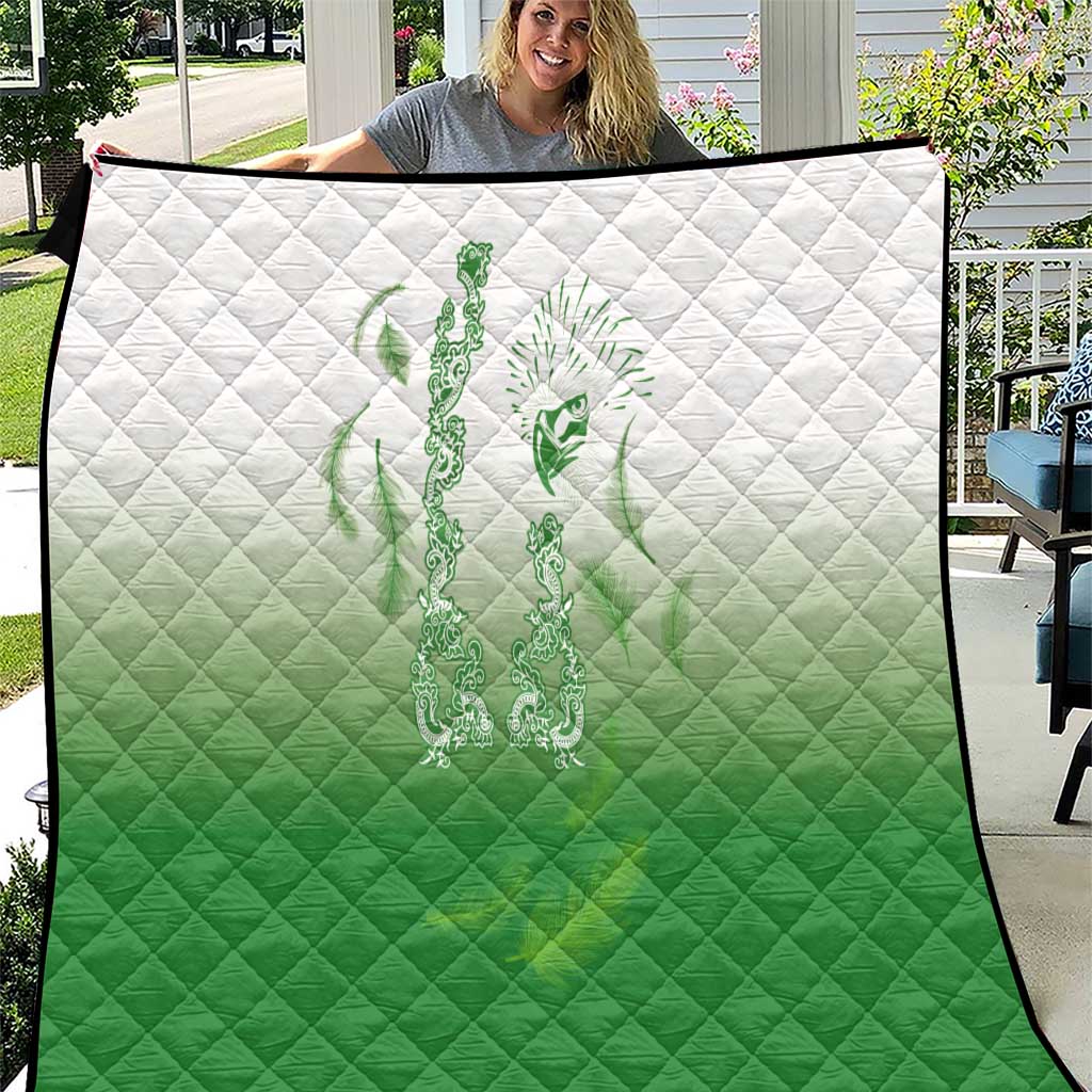 Philippines National Costume Style Quilt Barong Tagalog and Eagle Feather Green Color