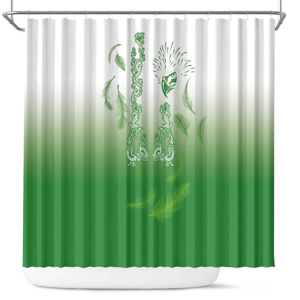 Philippines National Costume Style Shower Curtain Barong Tagalog and Eagle Feather Green Color