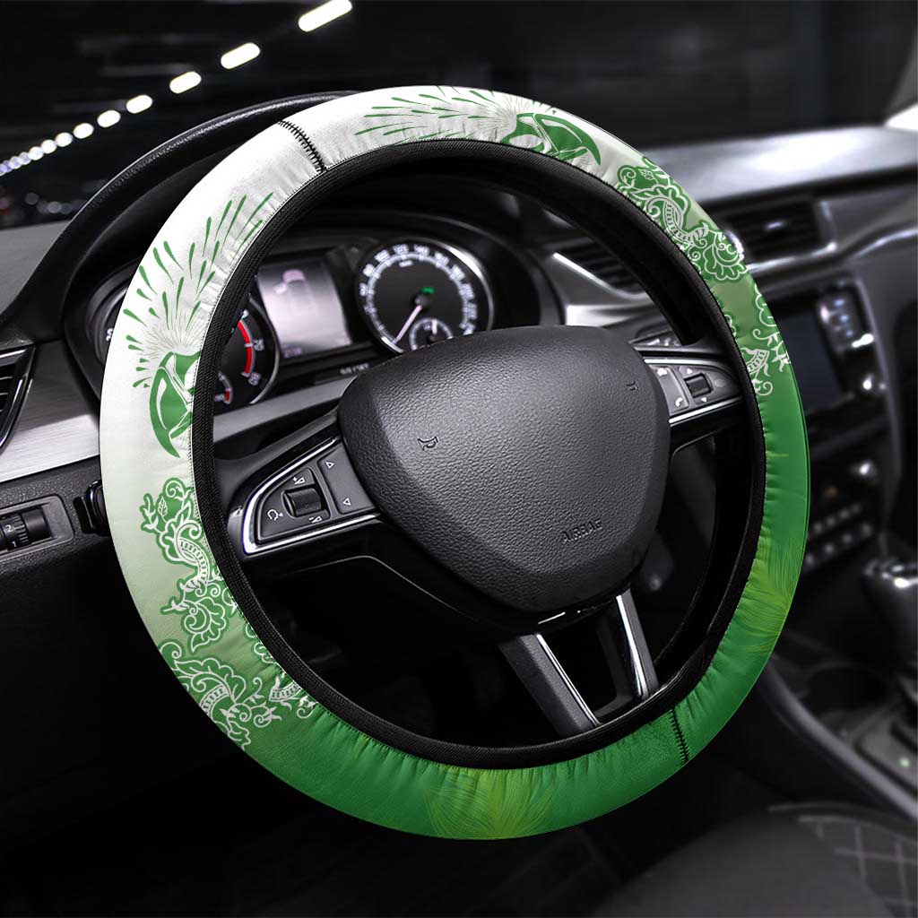 Philippines National Costume Style Steering Wheel Cover Barong Tagalog and Eagle Feather Green Color