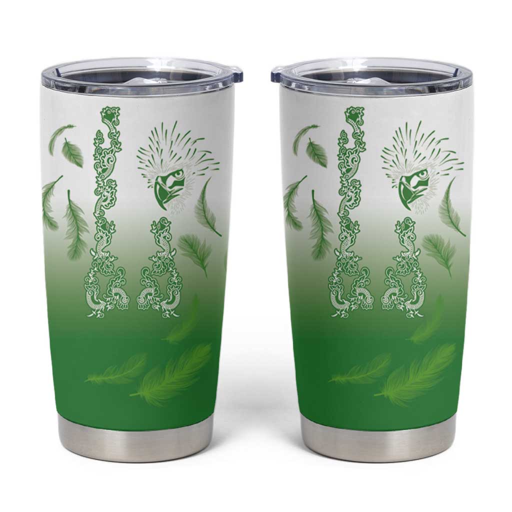 Philippines National Costume Style Tumbler Cup Barong Tagalog and Eagle Feather Green Color