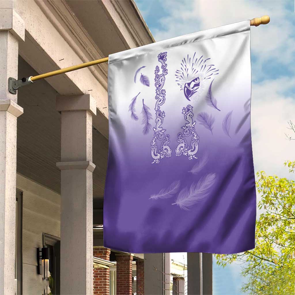 Philippines National Costume Style Garden Flag Barong Tagalog and Eagle Feather Purple Color