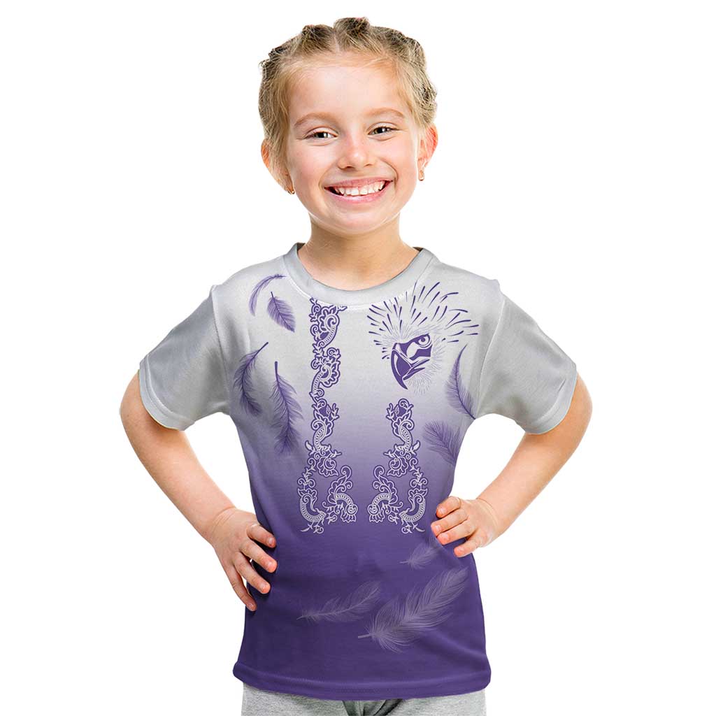 Philippines National Costume Style Kid T Shirt Barong Tagalog and Eagle Feather Purple Color