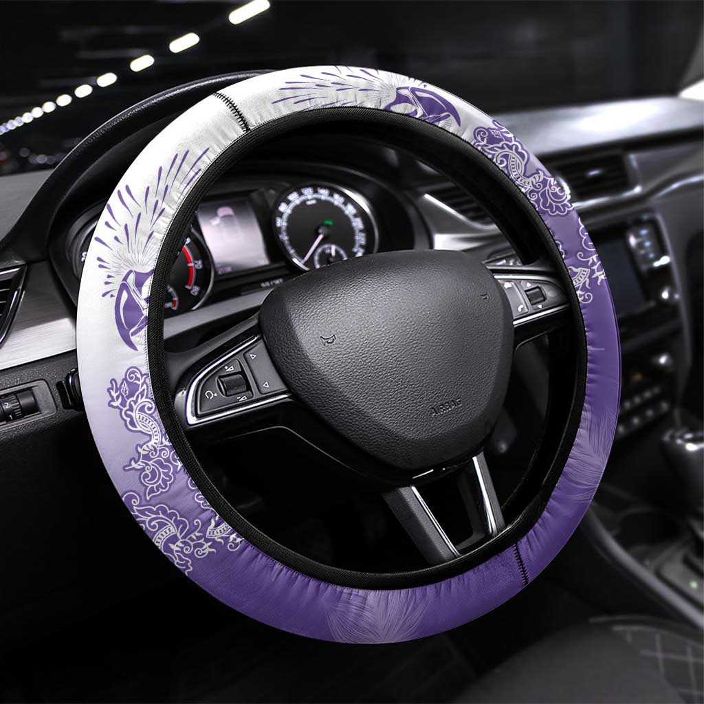 Philippines National Costume Style Steering Wheel Cover Barong Tagalog and Eagle Feather Purple Color