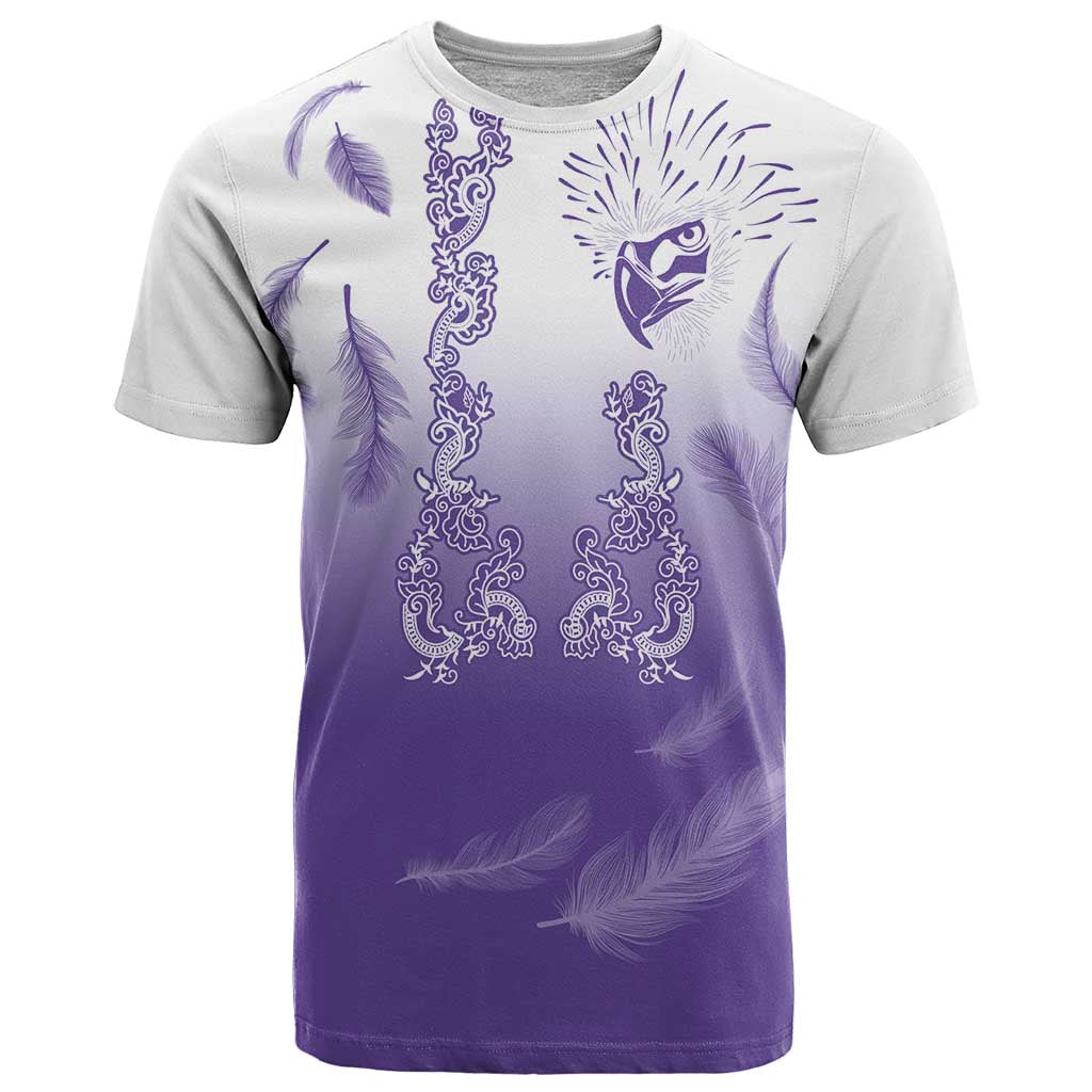 Philippines National Costume Style T Shirt Barong Tagalog and Eagle Feather Purple Color