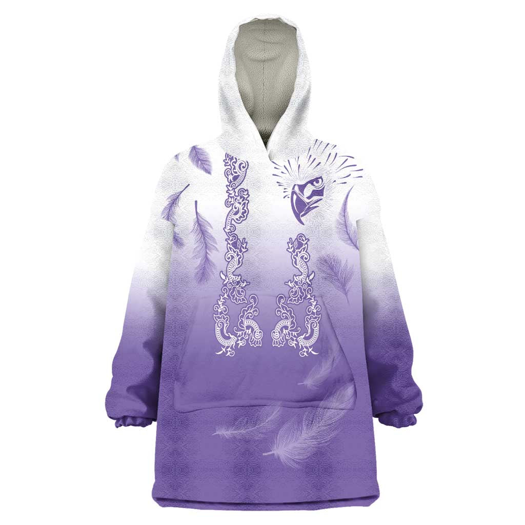 Philippines National Costume Style Wearable Blanket Hoodie Barong Tagalog and Eagle Feather Purple Color