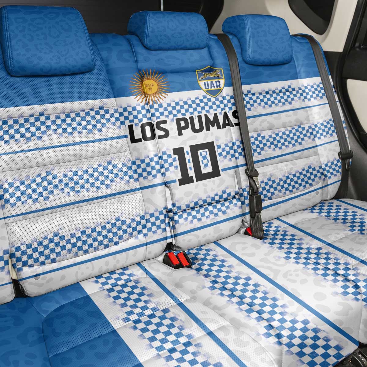 Argentina Rugby Custom Back Car Seat Cover Los Pumas Jaguar Race Style - Wonder Print Shop