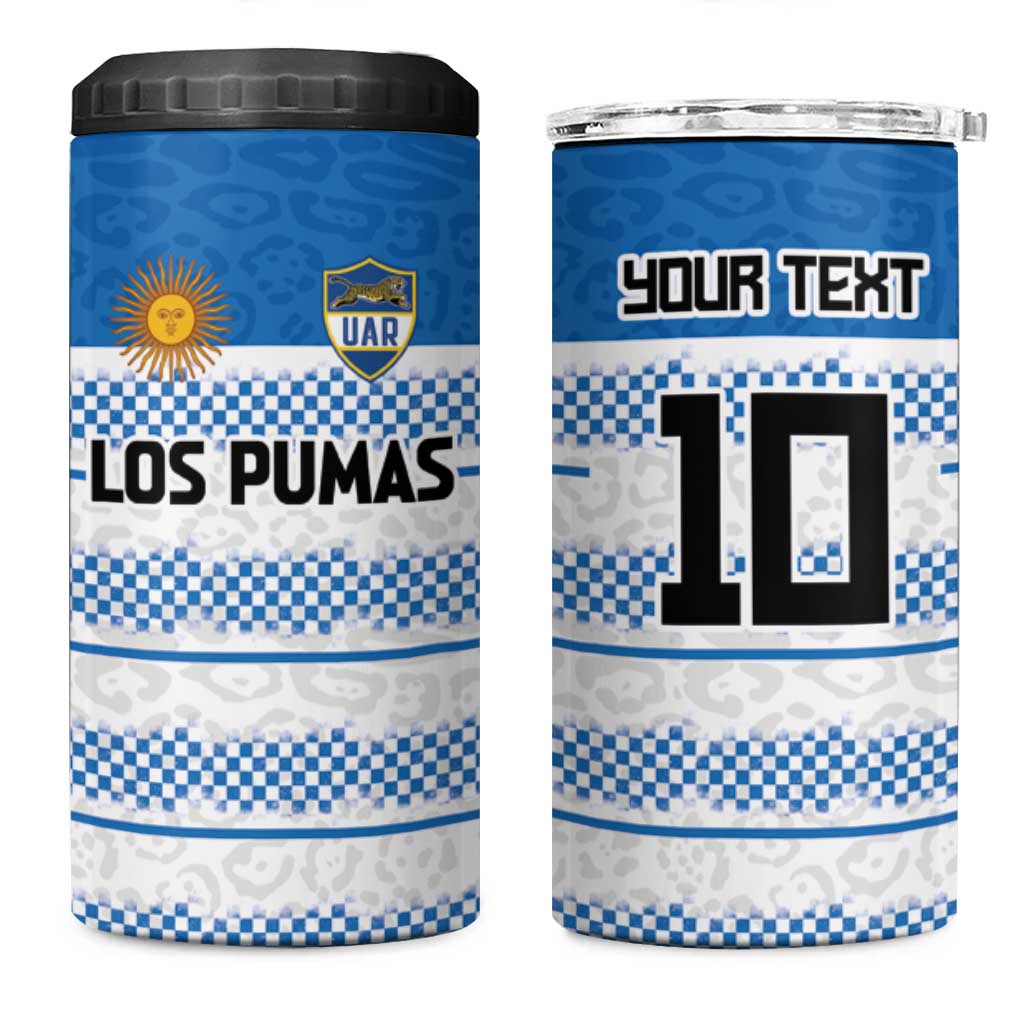 Argentina Rugby Custom 4 in 1 Can Cooler Tumbler Los Pumas Jaguar Race Style - Wonder Print Shop
