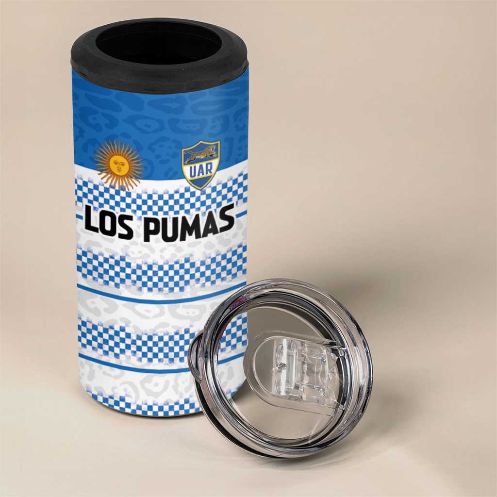 Argentina Rugby Custom 4 in 1 Can Cooler Tumbler Los Pumas Jaguar Race Style - Wonder Print Shop
