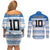 Argentina Rugby Custom Couples Matching Off Shoulder Short Dress and Long Sleeve Button Shirt Los Pumas Jaguar Race Style - Wonder Print Shop