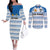 Argentina Rugby Custom Couples Matching Off The Shoulder Long Sleeve Dress and Long Sleeve Button Shirt Los Pumas Jaguar Race Style - Wonder Print Shop