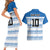 Argentina Rugby Custom Couples Matching Short Sleeve Bodycon Dress and Hawaiian Shirt Los Pumas Jaguar Race Style - Wonder Print Shop