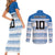 Argentina Rugby Custom Couples Matching Short Sleeve Bodycon Dress and Long Sleeve Button Shirt Los Pumas Jaguar Race Style - Wonder Print Shop