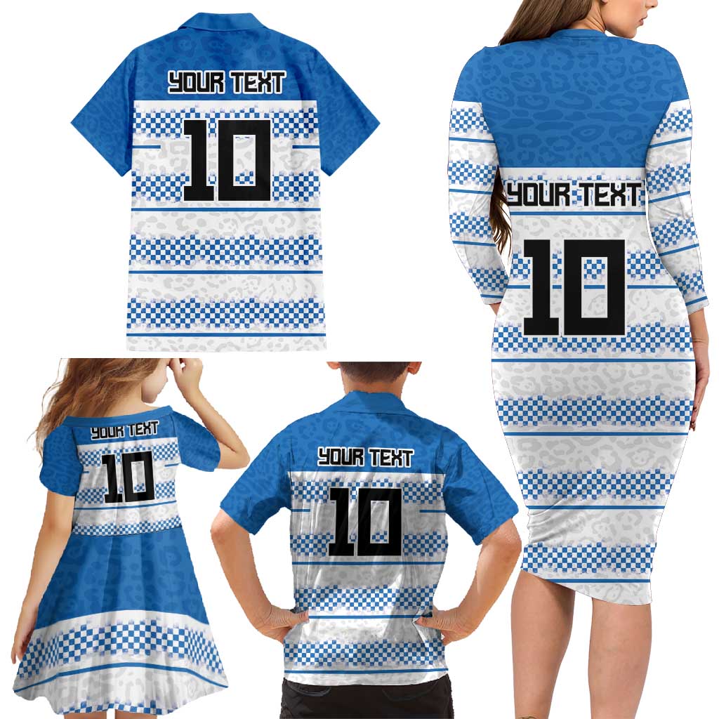 Argentina Rugby Custom Family Matching Long Sleeve Bodycon Dress and Hawaiian Shirt Los Pumas Jaguar Race Style - Wonder Print Shop