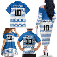 Argentina Rugby Custom Family Matching Off The Shoulder Long Sleeve Dress and Hawaiian Shirt Los Pumas Jaguar Race Style - Wonder Print Shop