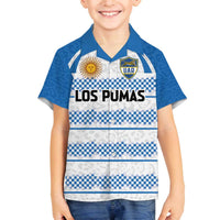 Argentina Rugby Custom Family Matching Off The Shoulder Long Sleeve Dress and Hawaiian Shirt Los Pumas Jaguar Race Style - Wonder Print Shop