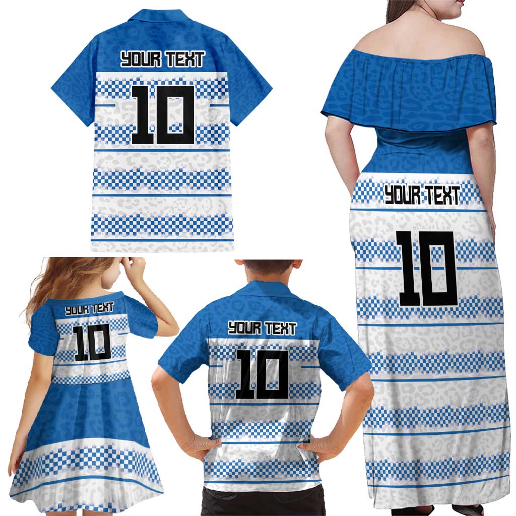 Argentina Rugby Custom Family Matching Off Shoulder Maxi Dress and Hawaiian Shirt Los Pumas Jaguar Race Style - Wonder Print Shop
