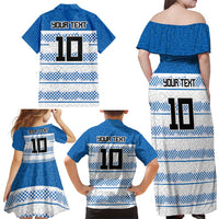 Argentina Rugby Custom Family Matching Off Shoulder Maxi Dress and Hawaiian Shirt Los Pumas Jaguar Race Style - Wonder Print Shop