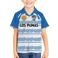 Argentina Rugby Custom Family Matching Off Shoulder Maxi Dress and Hawaiian Shirt Los Pumas Jaguar Race Style - Wonder Print Shop