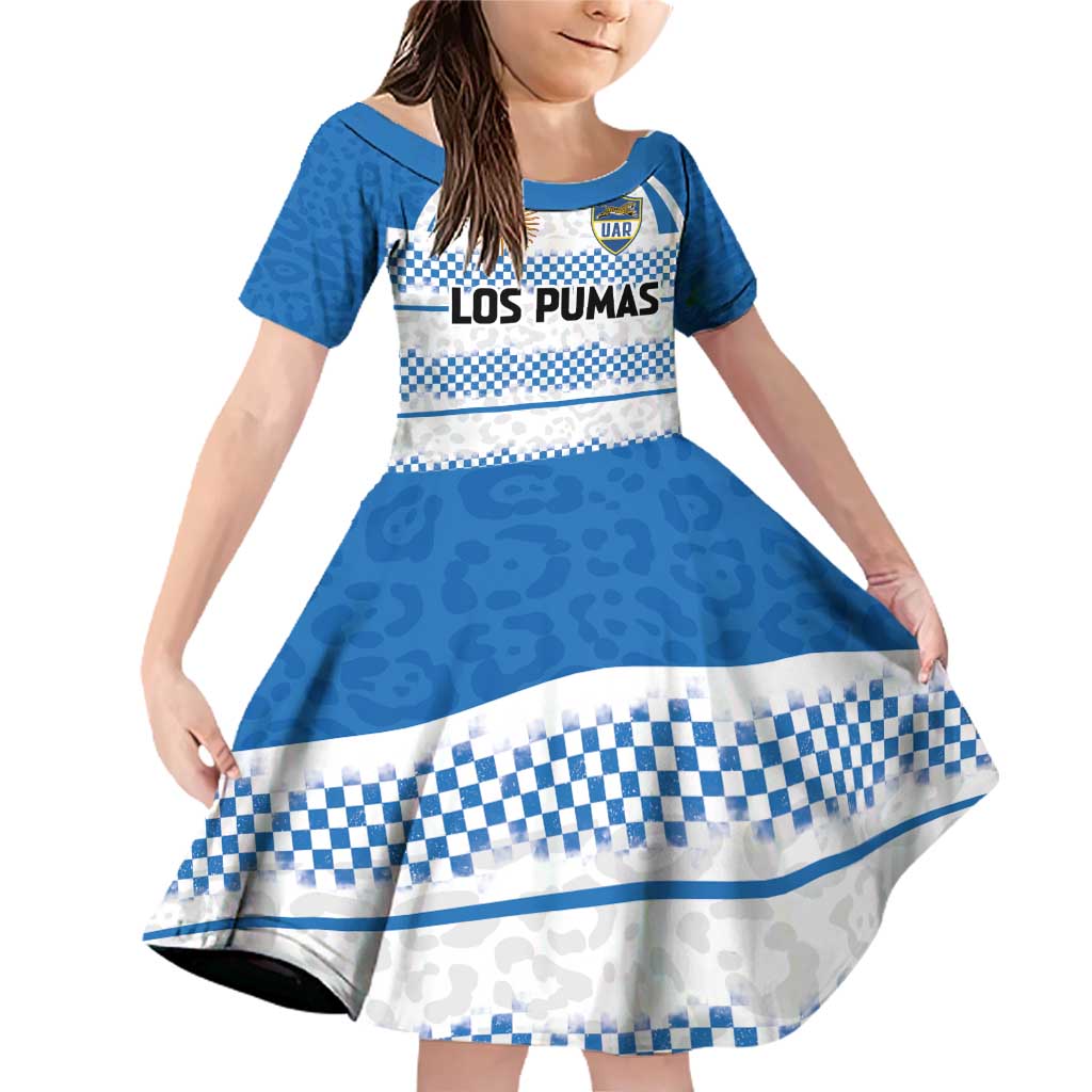 Argentina Rugby Custom Family Matching Off Shoulder Short Dress and Hawaiian Shirt Los Pumas Jaguar Race Style - Wonder Print Shop