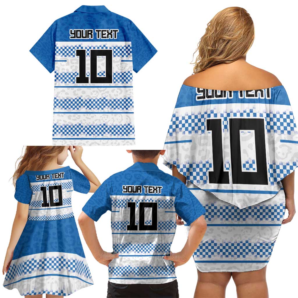 Argentina Rugby Custom Family Matching Off Shoulder Short Dress and Hawaiian Shirt Los Pumas Jaguar Race Style - Wonder Print Shop