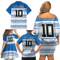 Argentina Rugby Custom Family Matching Off Shoulder Short Dress and Hawaiian Shirt Los Pumas Jaguar Race Style - Wonder Print Shop