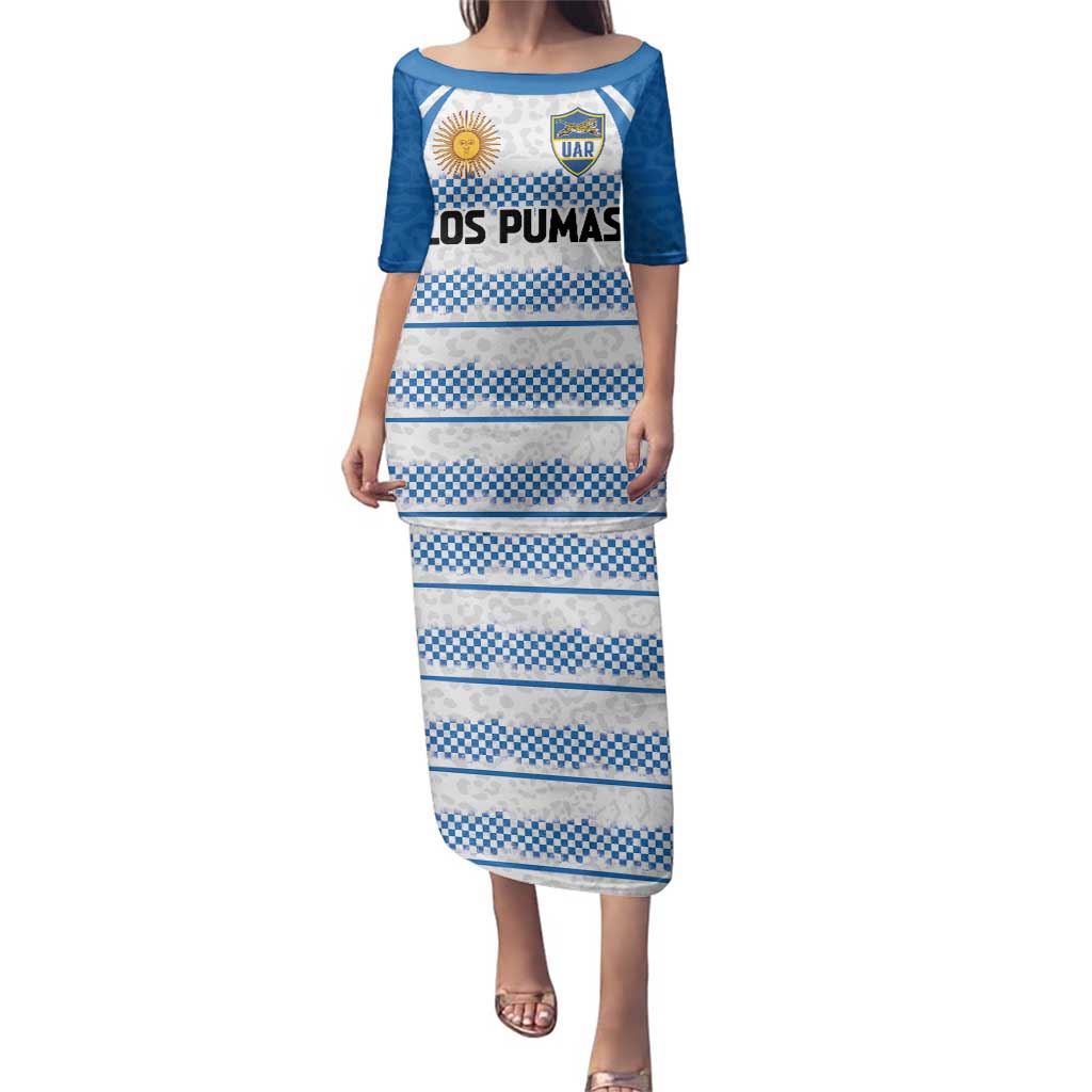 Argentina Rugby Custom Family Matching Puletasi and Hawaiian Shirt Los Pumas Jaguar Race Style - Wonder Print Shop