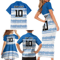 Argentina Rugby Custom Family Matching Short Sleeve Bodycon Dress and Hawaiian Shirt Los Pumas Jaguar Race Style - Wonder Print Shop
