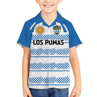 Argentina Rugby Custom Family Matching Short Sleeve Bodycon Dress and Hawaiian Shirt Los Pumas Jaguar Race Style - Wonder Print Shop