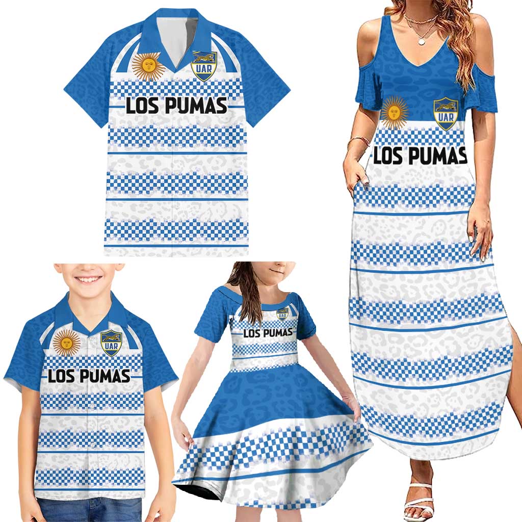 Argentina Rugby Custom Family Matching Summer Maxi Dress and Hawaiian Shirt Los Pumas Jaguar Race Style - Wonder Print Shop